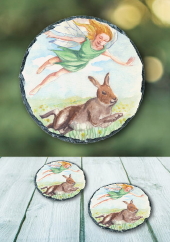 The Hare - slate coaster