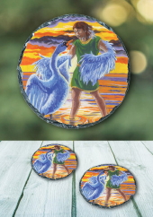 The Swan - slate coaster