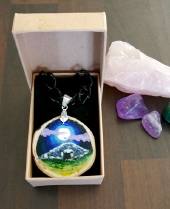 Loughcrew Cairns - hand painted pendant